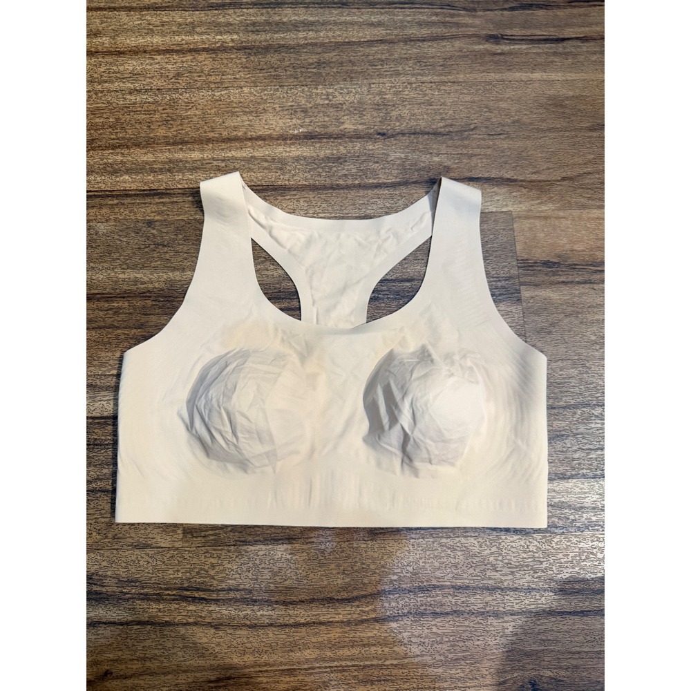 Auden Luxury Collection Bonded Unlined Racerback Scoop Bralette Seamless Tan